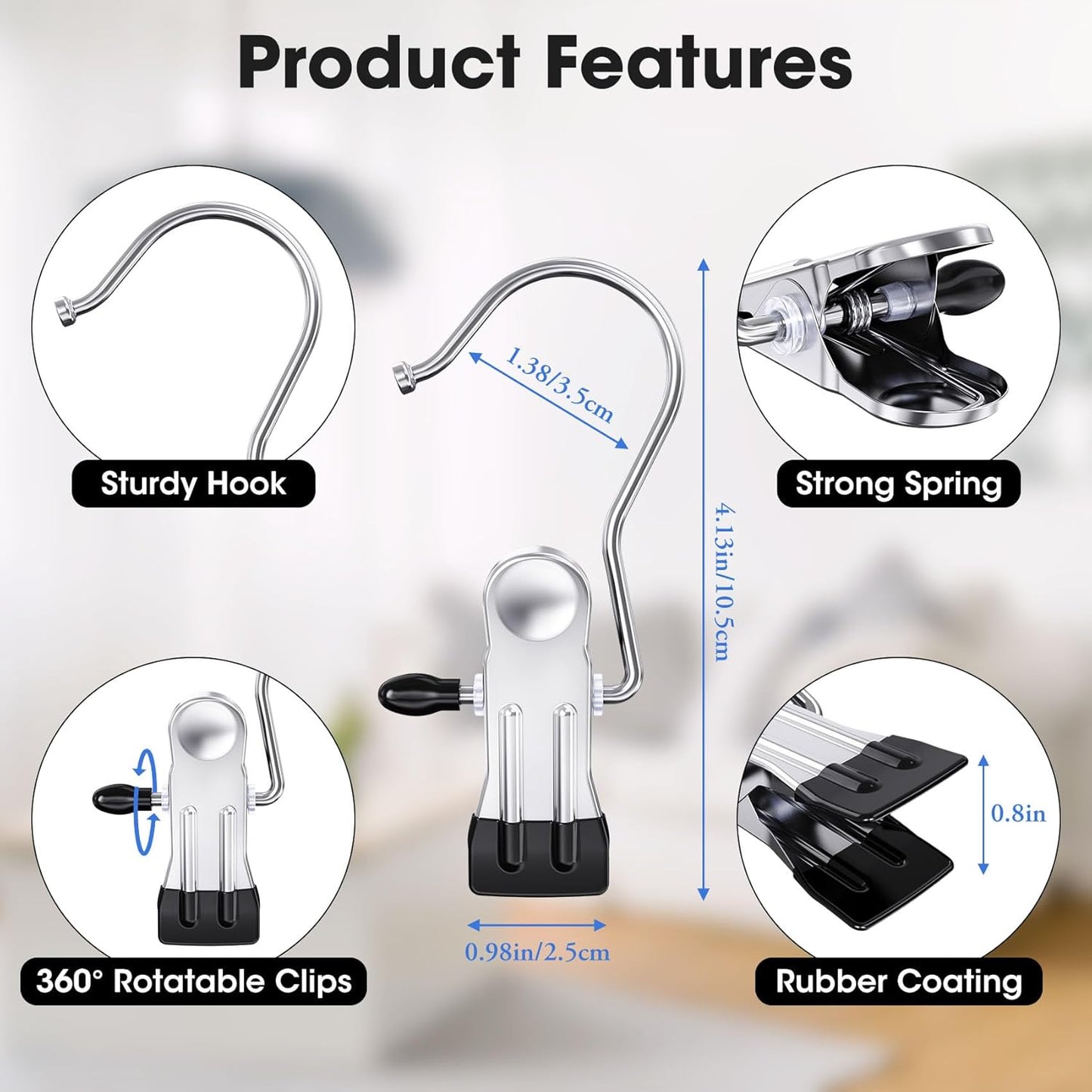 Boot Hangers Clips for Closet, Laundry Hooks Hanging Clips Clothes Pins Boot Holder Clips Space Saving Portable for Travel Tall Boots Socks Towel Jeans Hats (24, Multi)
