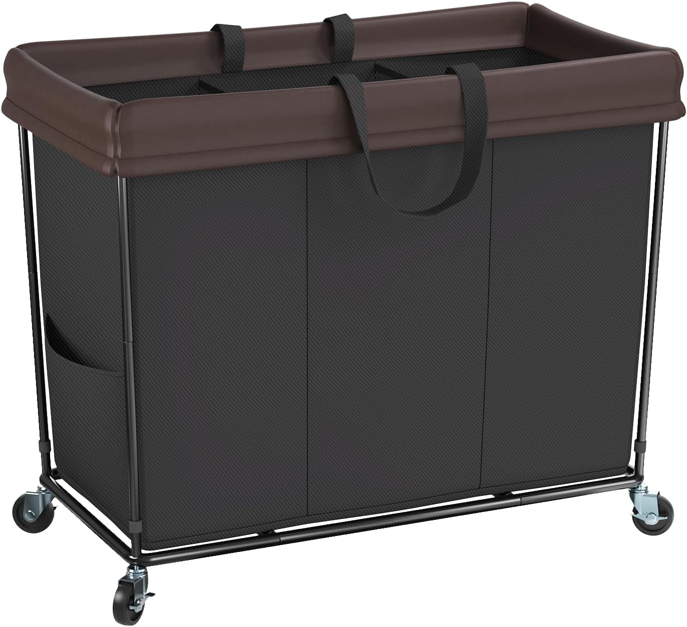Mefirt 320L Laundry Hamper with Wheels, 3 Section Large Rolling Laundry Basket Bag with Wheels, Clothes Hamper Cart for Laundry, Bedroom, Bathroom and Dorm