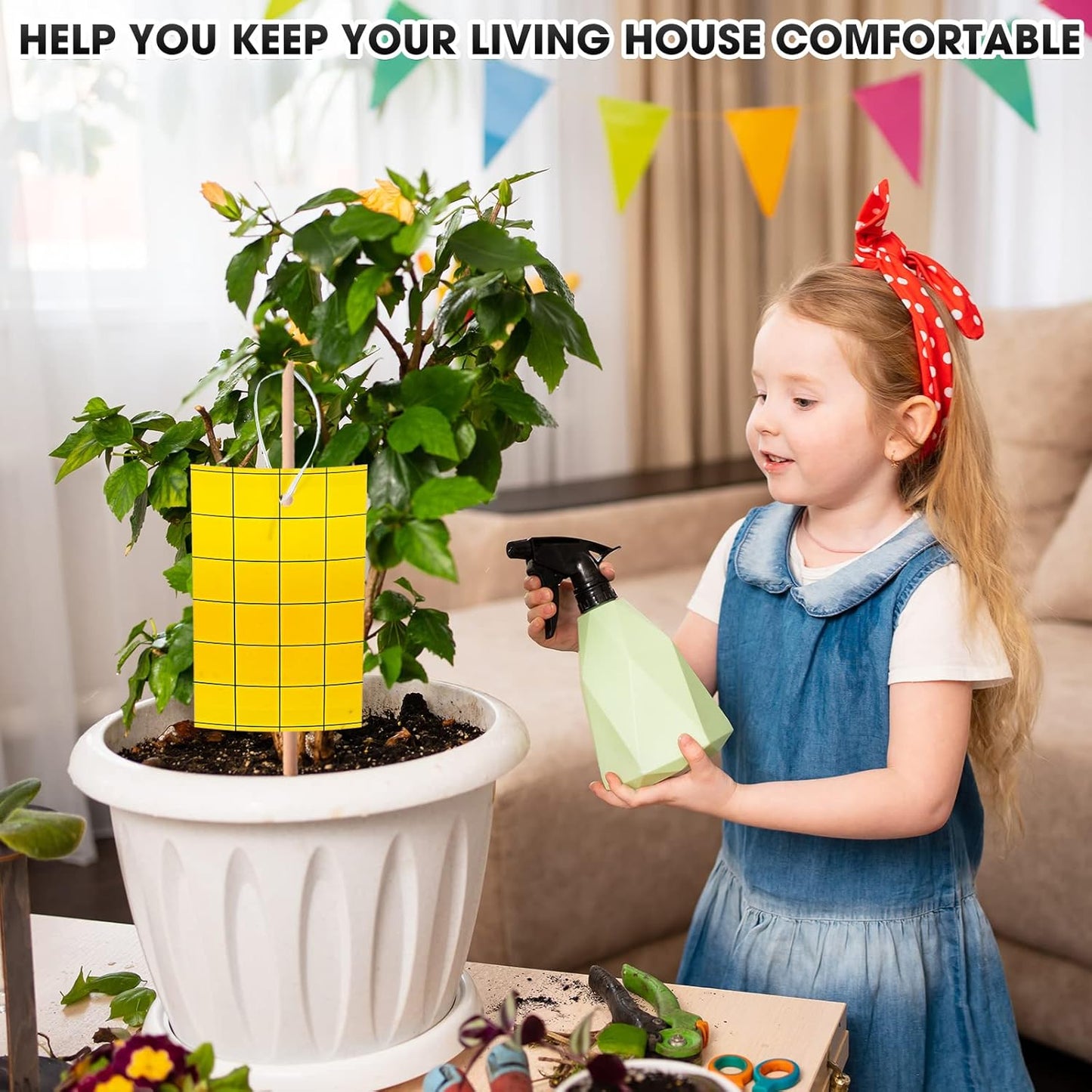Qualirey 100 Sticky Trap for Gnats 3 x 5'' Dual Side Sticky Fruit Fly Trap with Tie Plant for Flying Insect Fungus Bugs Flying Catcher for Indoor (Dark Blue)