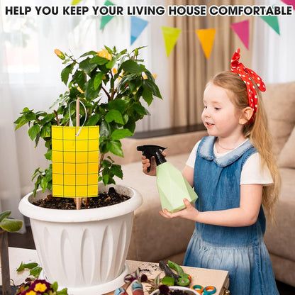 Qualirey 100 Sticky Trap for Gnats 3 x 5'' Dual Side Sticky Fruit Fly Trap with Tie Plant for Flying Insect Fungus Bugs Flying Catcher for Indoor (Dark Blue)