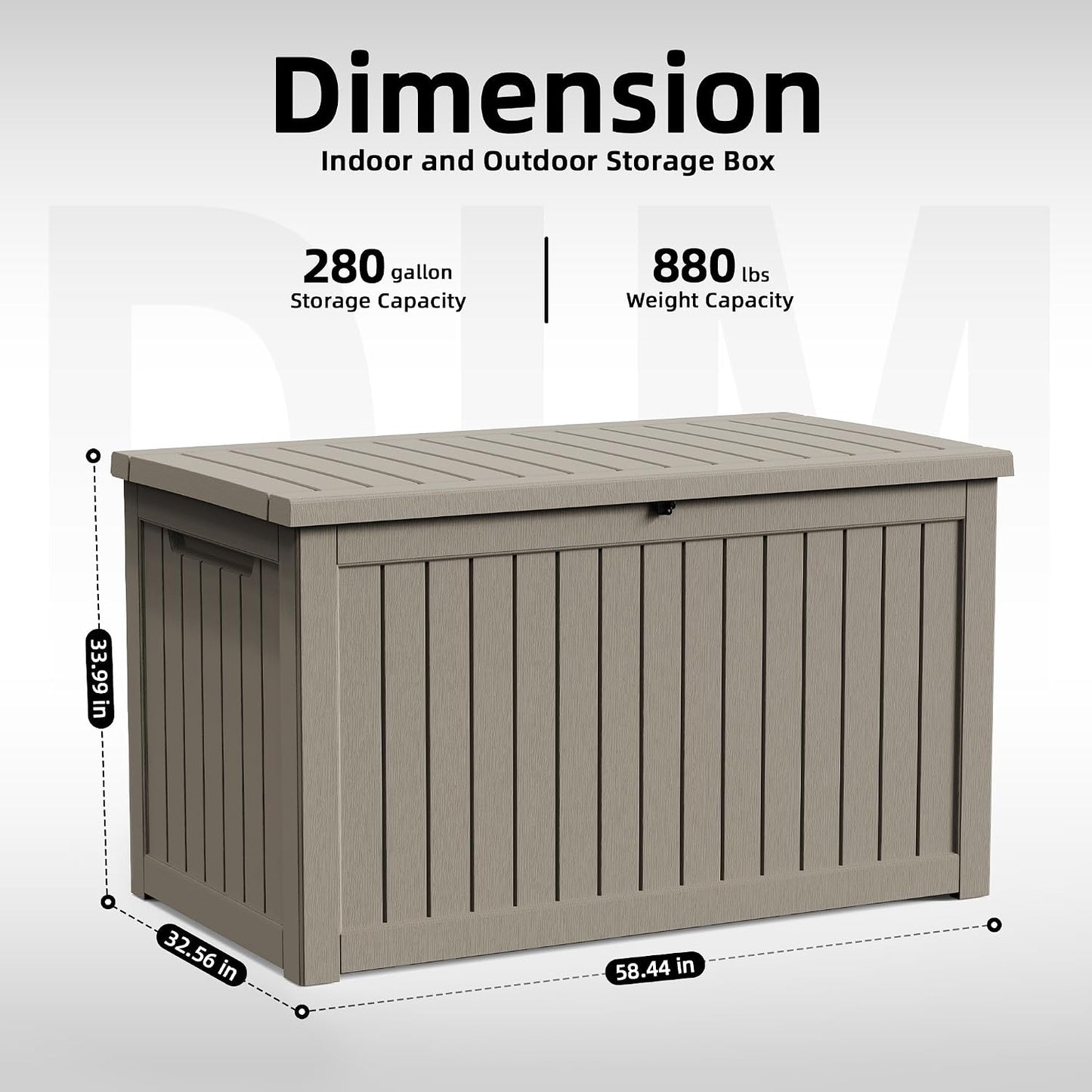 ROJIK 340 Gallon Deck Box Outdoor Waterproof,Weatherproof Outdoor Storage Boxes Lockable with Lid,Outside Resin Storage Bench for Patio Cushions,Garden Tools and Pool Accessories(Black)