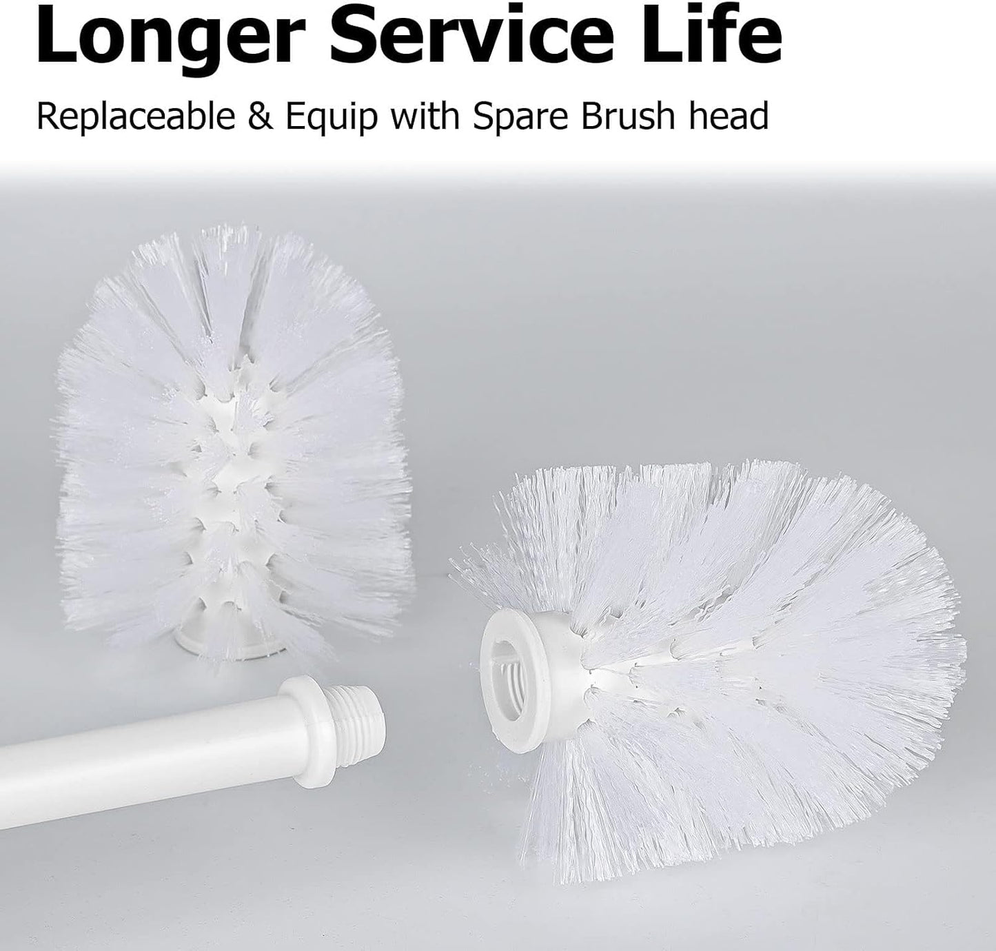 Topsky Toilet Brush,1 Pack Compact Toilet Brush & Holder Set,Plastic Round Barrel Loo Brush with 1 Replacement Toilet Brush Head,Durable for Bathroom Toilet,White