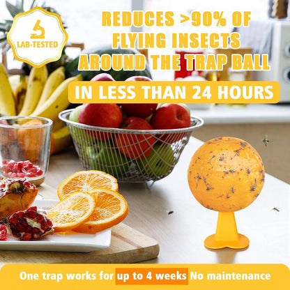 Upgraded Sticky Hanging Ball with Base, osseph Sticky Fruit Fly Trap Balls | Physical Odorless Insect Catcher with 360°, Waterproof Hanging Bug Traps for Indoor Outdoor Garden Fruit Trees (Yellow)