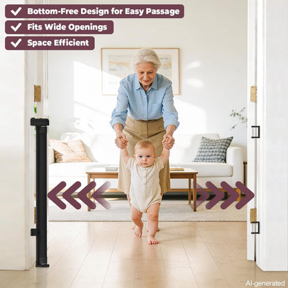 Retractable Baby Gates for Doorways, 58" Extra Wide Mesh Child Dog Gate for Stairs, 34" Tall Toddler Pet Gate Indoor and Outdoor, Easy Install, Essential for Home Safety, Black