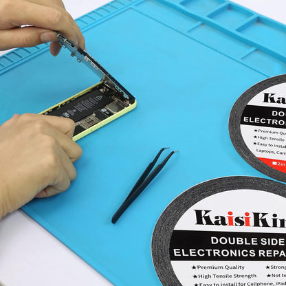 Kaisiking 2mm LCD Repair Tape for Phone Screen, Adhesive Tape with 1 Tweezers for Cell Phone, iPad, Tablets, Laptops, Camera