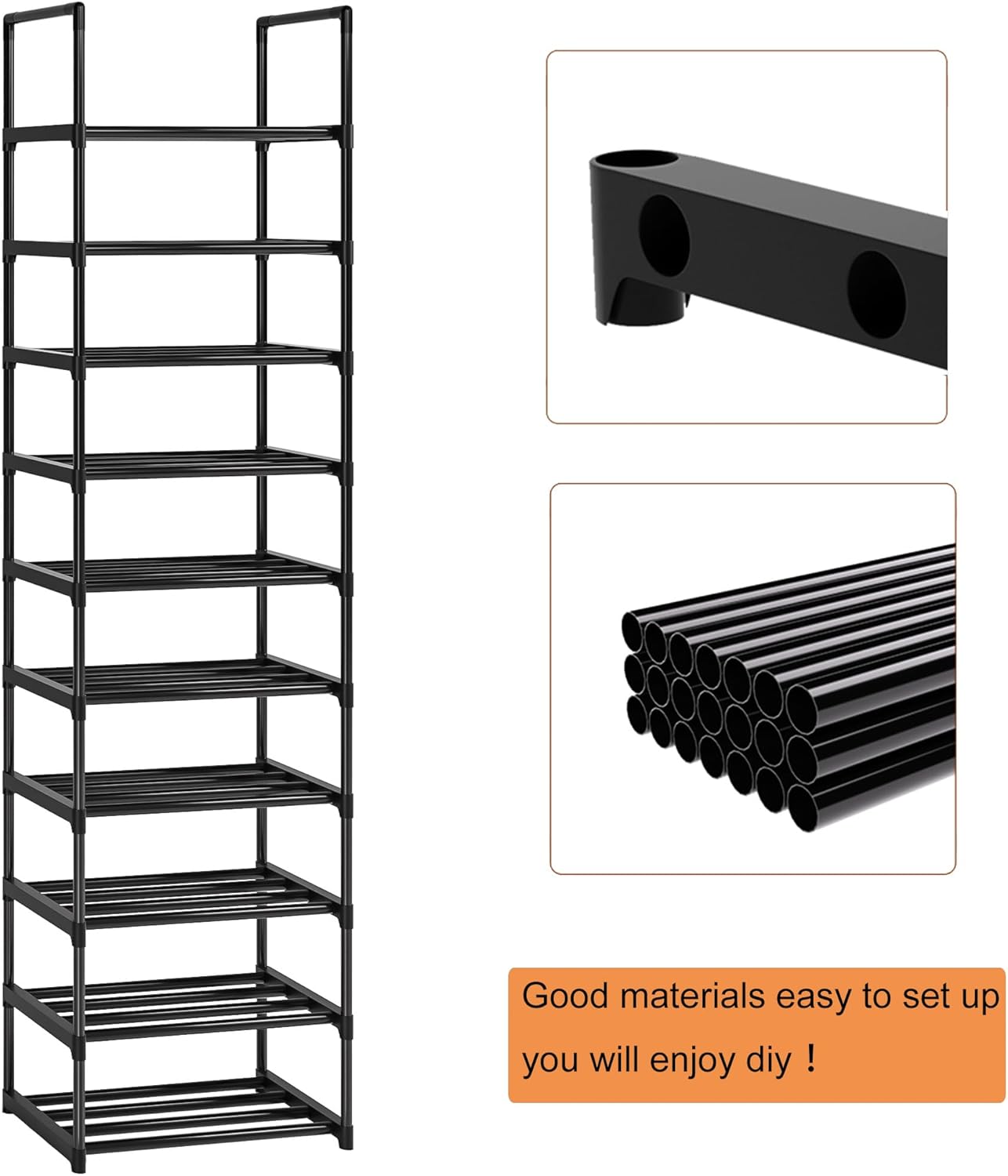 OYREL Sturdy Metal Organizer for Narrow Closets, Shoe Shelf Stand