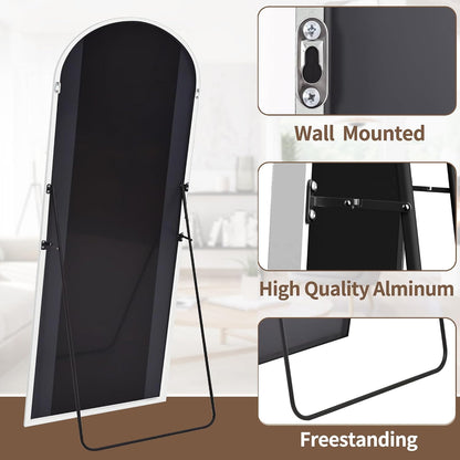 OGCAU Floor Full Length Mirror, 56"x20" Arched Full Body Mirror, Hanging or Leaning, Standing, Wall Mounted with Aluminum Frame for Bedroom Living Room, White