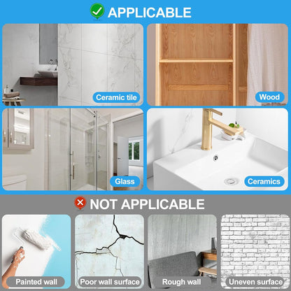 JINSHUNFA Adhesive Wall Hooks 13LB Heavy Duty No Drill Transparent Waterproof Hooks for Bathroom Kitchen Towel Coat 12 Pack