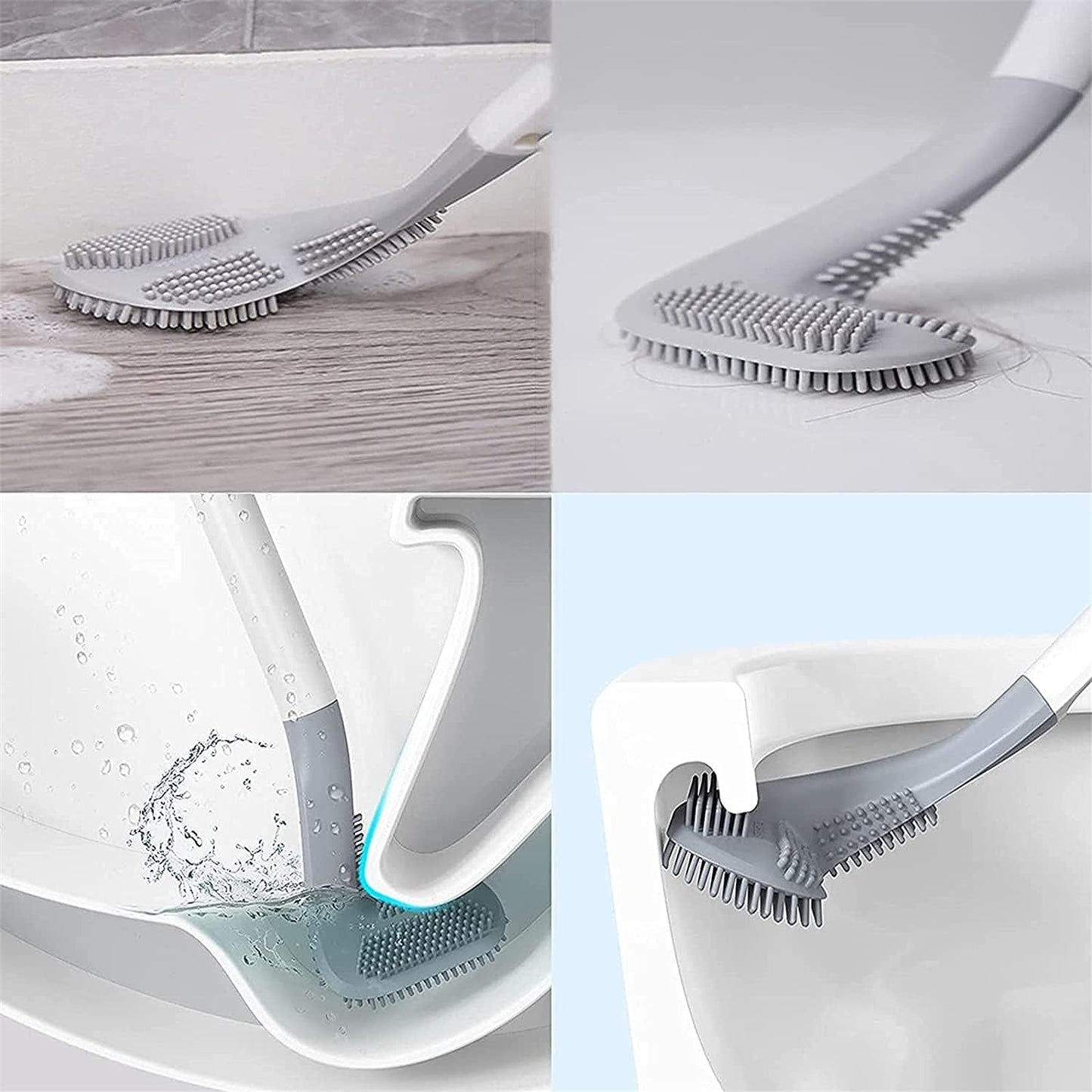 Silicone Toilet Brush,Golf Toilet Bowl Brush and Holder Set Long Handle No Dead Ends Flexible Toilet Cleaner Brush Wall-Mounted Toilet Cleaning Brush with Holder (Black)