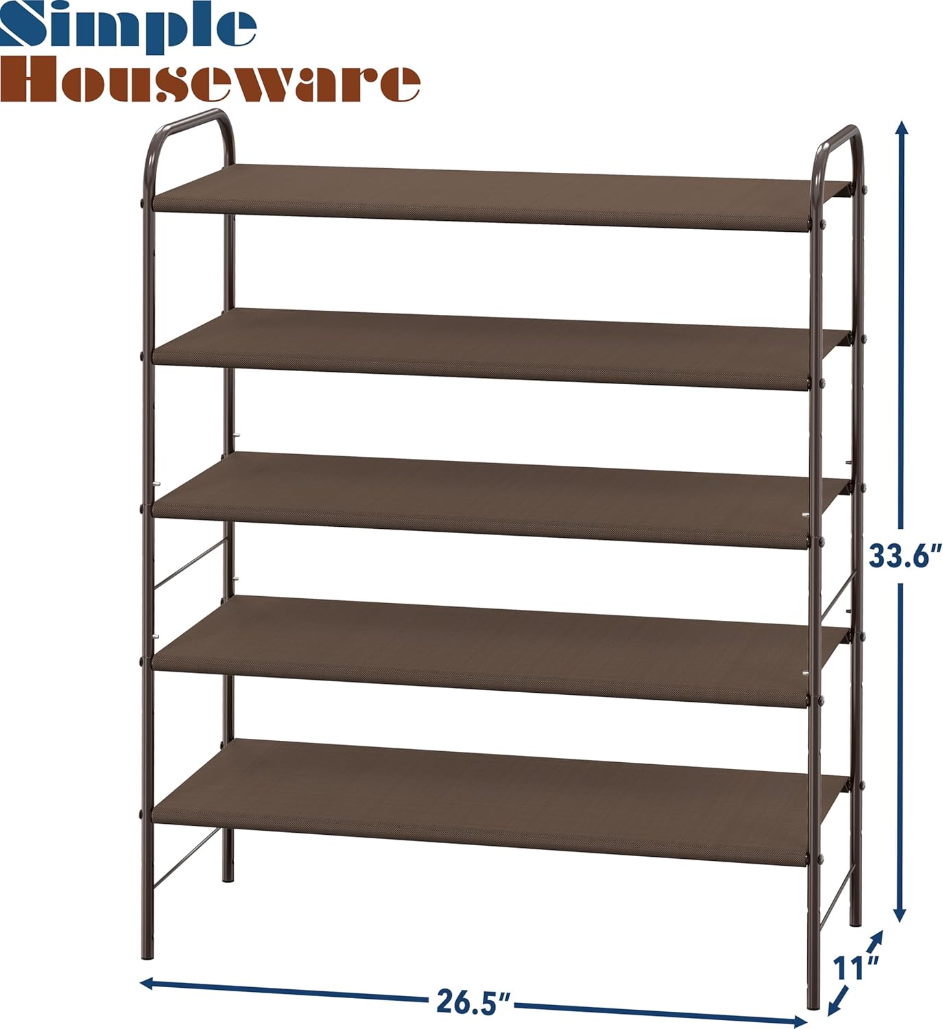 Simple Houseware 3-Tier Shoe Rack Storage Organizer, Grey – Space-Saving Shoe Shelf, Holds 9–16 Pairs, Sturdy Metal Frame, Easy Assembly – Closet, Entryway, Bedroom Shoe Storage Solution