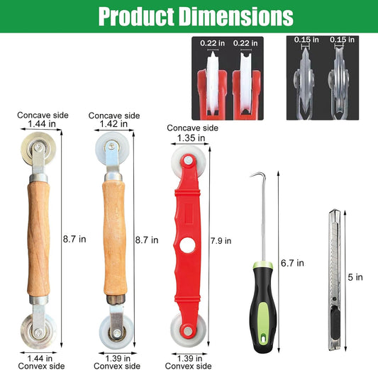 Screen Repair Kit & Window Screen Replacement Kit with Spline Roller Tool, Spline Removal Hook, Screen Cutter - Easy to Use 5-in-1 Tool for Screen Door Repair, Windows, Patio & Sliding Doors