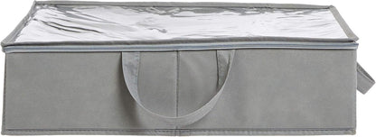 Amazon Basics Under Bed Storage Bags for Clothes and Blankets, Foldable Fabric Zipper Container with Clear Window and Reinforced Handles, Space Saving, 18 x 42 x 6 inches, Gray, 2-Pack