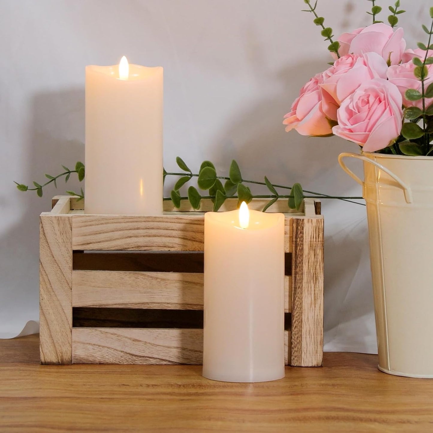 Outdoor Flameless Candles with Remote Timer - Waterproof Realistic Flickering LED Pillar Electric Battery Operated Fake Candle for Holiday Home Wedding Fireplace Decor - Ivory White 3 Pack (4”6”8”)