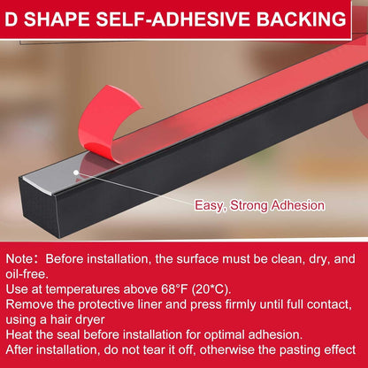 Pangda 20 Ft Rectangular Rubber Seal Strip with Self-Adhesive Tape, 1" W x 1/2" H Foam Rubber Weather Stripping for Boat, Automobile, RV, Ship, Garage Door/Window Seal, Black (Double Hole)