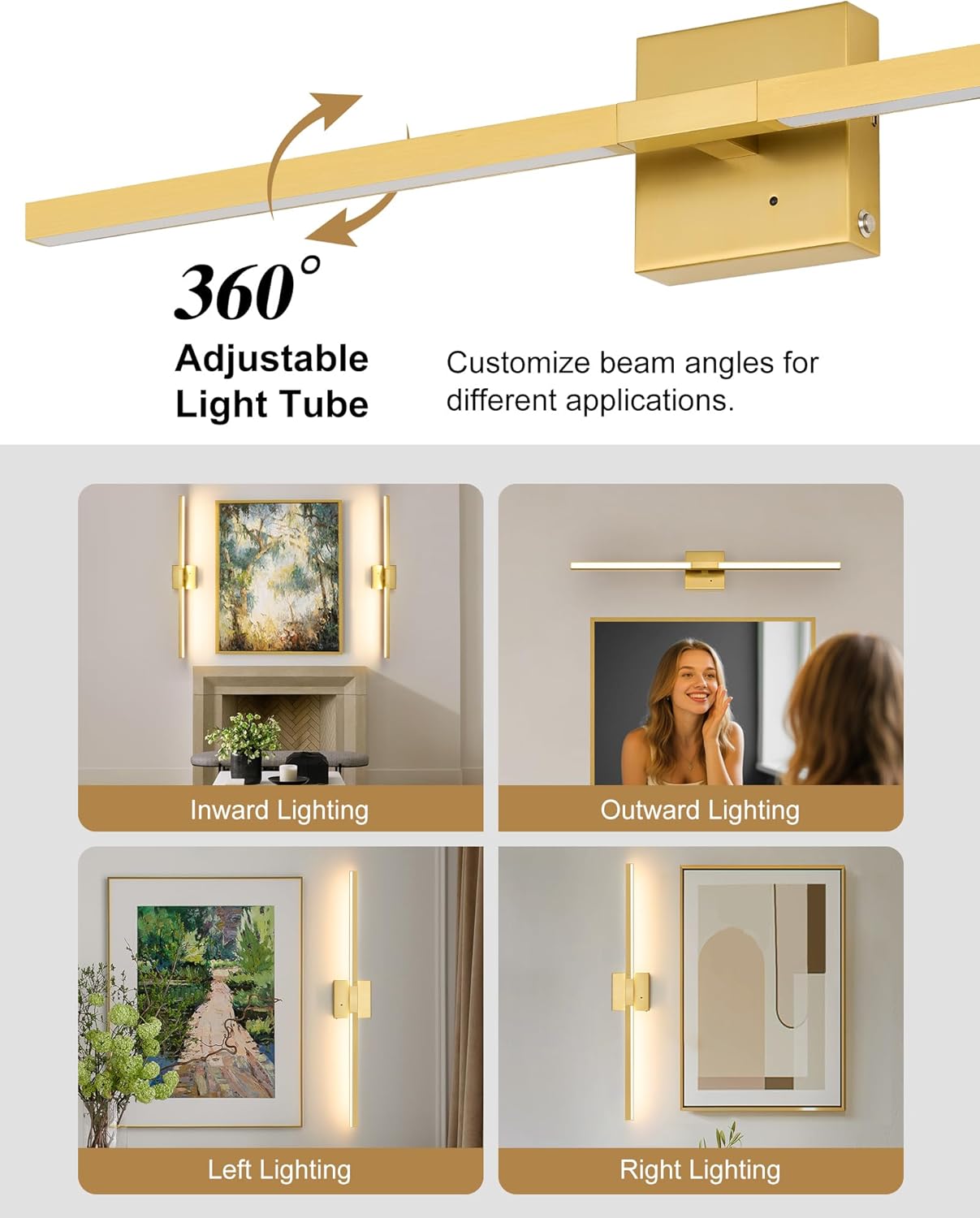 8000mAh Battery Operated Wall Sconce with Remote Control, 3000K-6000K Dimmable Black Wireless Rechargeable Wall Sconces Set of Two with Timer Function for Living Room, Bedroom, Stairwell, TV 24 Inch
