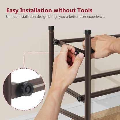 Tajsoon Expandable Shoe Rack for Closet 3 Tier, 28“-41“Adjustable & Stackable Shoe Shelf Storage, Metal Shoe Rack Organizer for Front Door Entrance, Closet, Garage, Entryway, Black