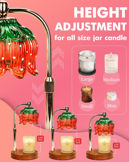 Candle Warmer Lamp Wood with Timer, Dimmable Electric Candle Lamp Warmer for Jar Candles, 2*35 Watt Bulb, Mothers Day Birthday Gifts for Women Men, Decorative Wooden Candle Lamp for Bedroom Home Decor