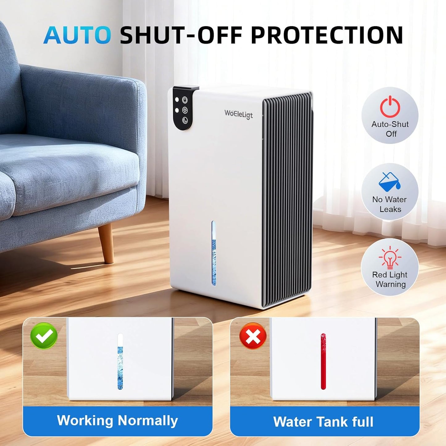 98 OZ Small Dehumidifier for Home 1000 Sq Ft, Quiet Dehumidifier with Drain Hose, Auto Shut-Off, Sleep Mode, 7-Color Light for Basement, Bedroom, Bathroom, Closet, RV (Sliver White)
