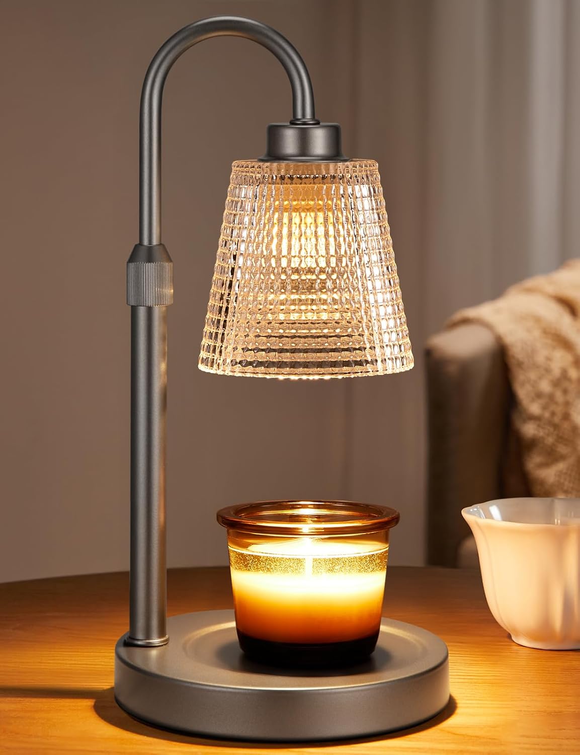 Innqoo Candle Warmer Lamp with Timer, Dimmable Candle Warmer for Jar Candles, Height Adjustable Wax Melts Warmer, Birthday Gifts for Women Mom, House Warming Gifts New Home Decor