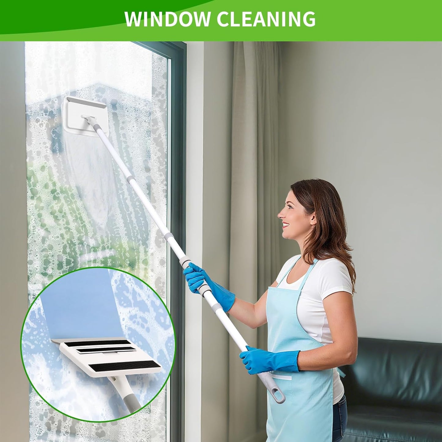 Baseboard Cleaner Tool with Handle, 3 in 1 Wall Cleaner Mop with Long Handle, 360° Rotatable Wall Mop with 4 Replacement Microfiber Chenille Pads for Wall Floor Baseboards Cleaning