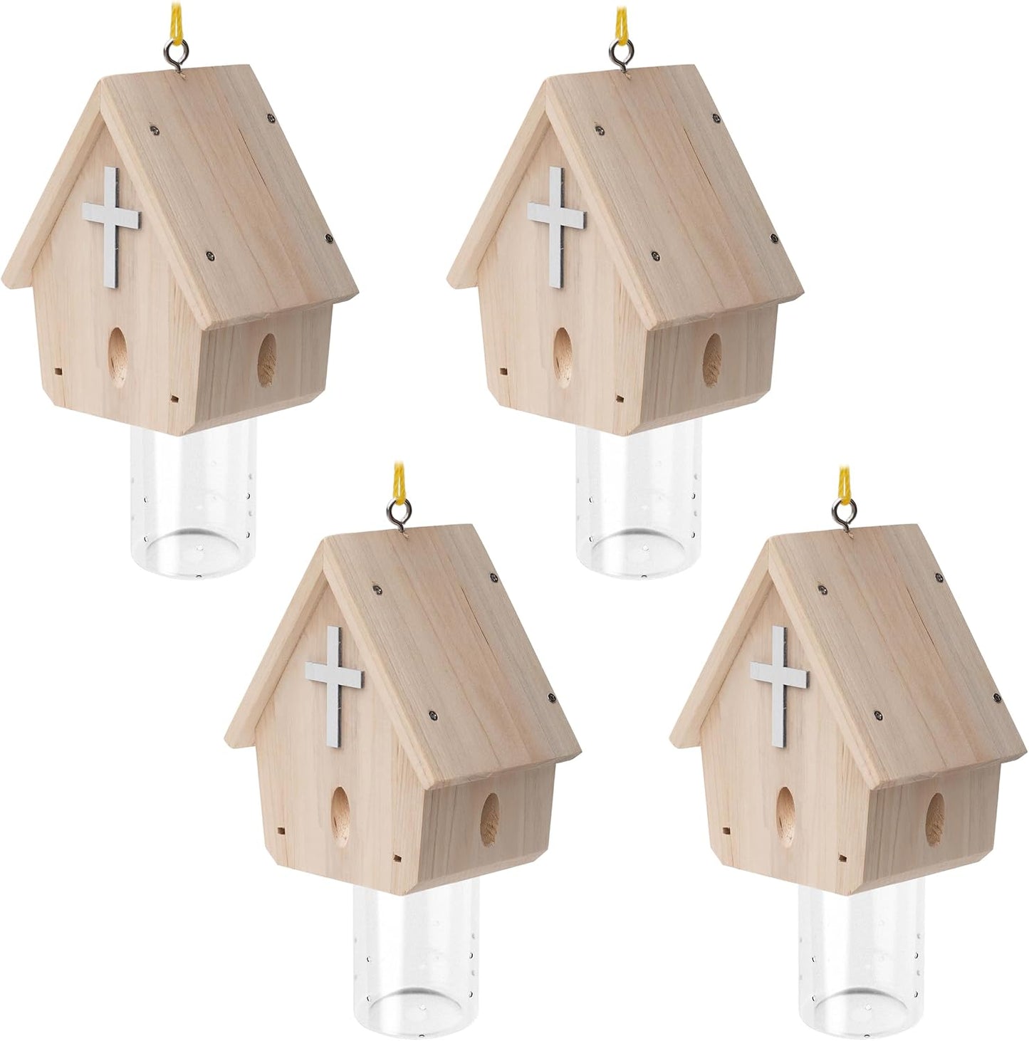 Carpenter Bee Trap for Outside - Church Style Nature Hanging Wood Carpenter Bee Traps Outdoor - Insect Traps with Removable Vault(1 Pack)