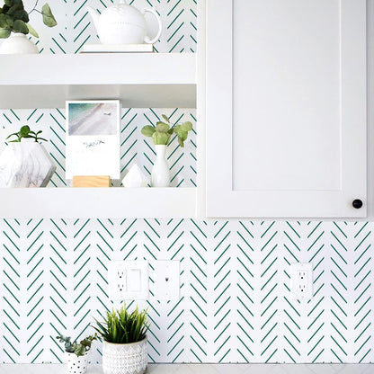Erfoni Black and White Peel and Stick Wallpaper Modern Herringbone Contact Paper Bathroom 17.7inch x 118.1inch Geometric Removable Wallpaper Peel and Stick Self Adhesive Contact Paper for Accent Wall