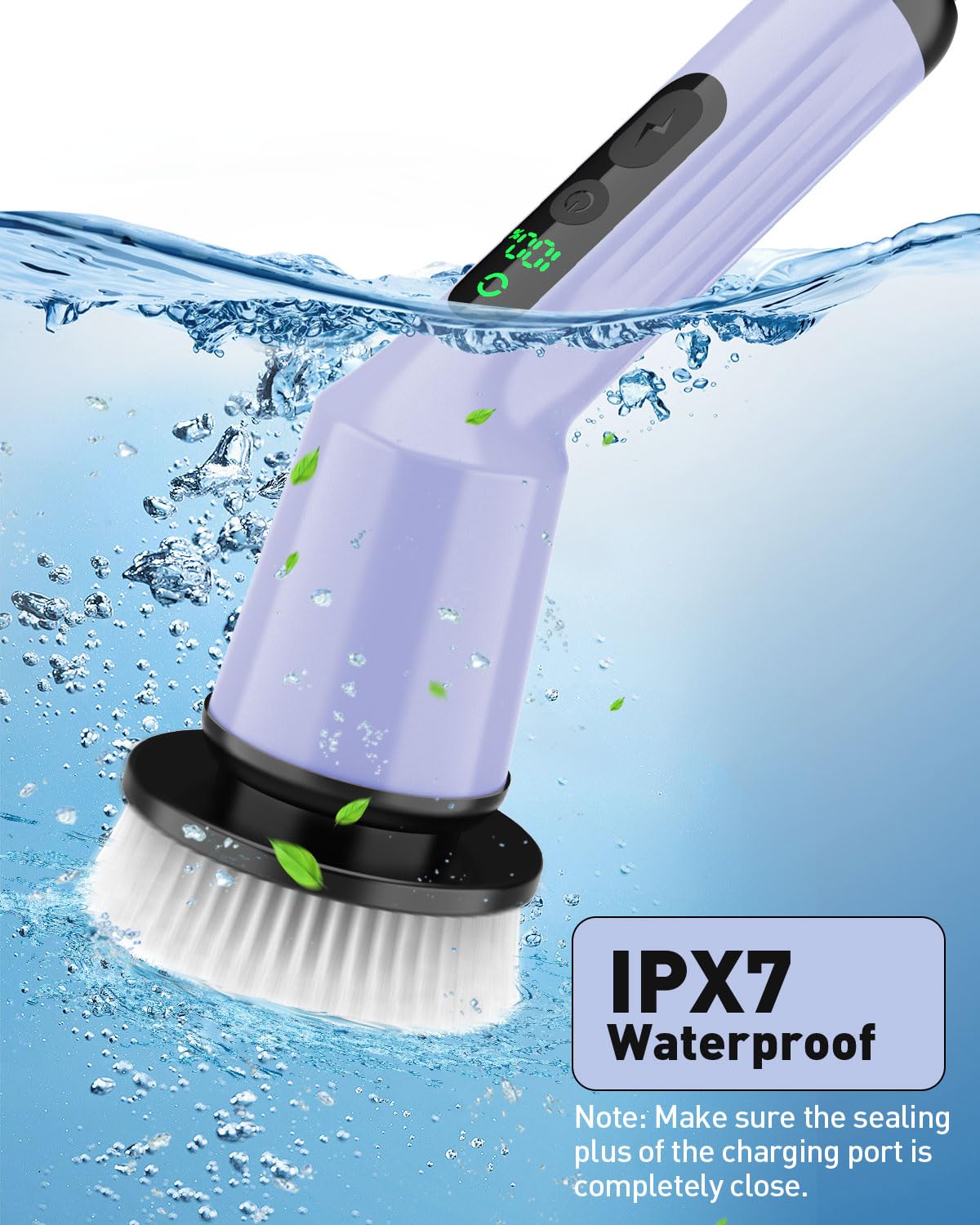 Shower Scrubber with Long Handle, Shower Cleaner Brush with 8 Floor Machine Pads, Cordless Electric Spin Scrubber for Cleaning with 2 Speed, Cleaning Supplies for Bathroom Bathtub Kitchen Floor Tile