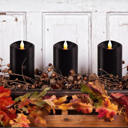 3x3 Flickering Flameless Candles Set of 2, 2AA Battery Life 600 Hours Battery Candles Flickering with Timer,3 inch Flameless Candles with Remote for Indoor/Outdoor, Ivory