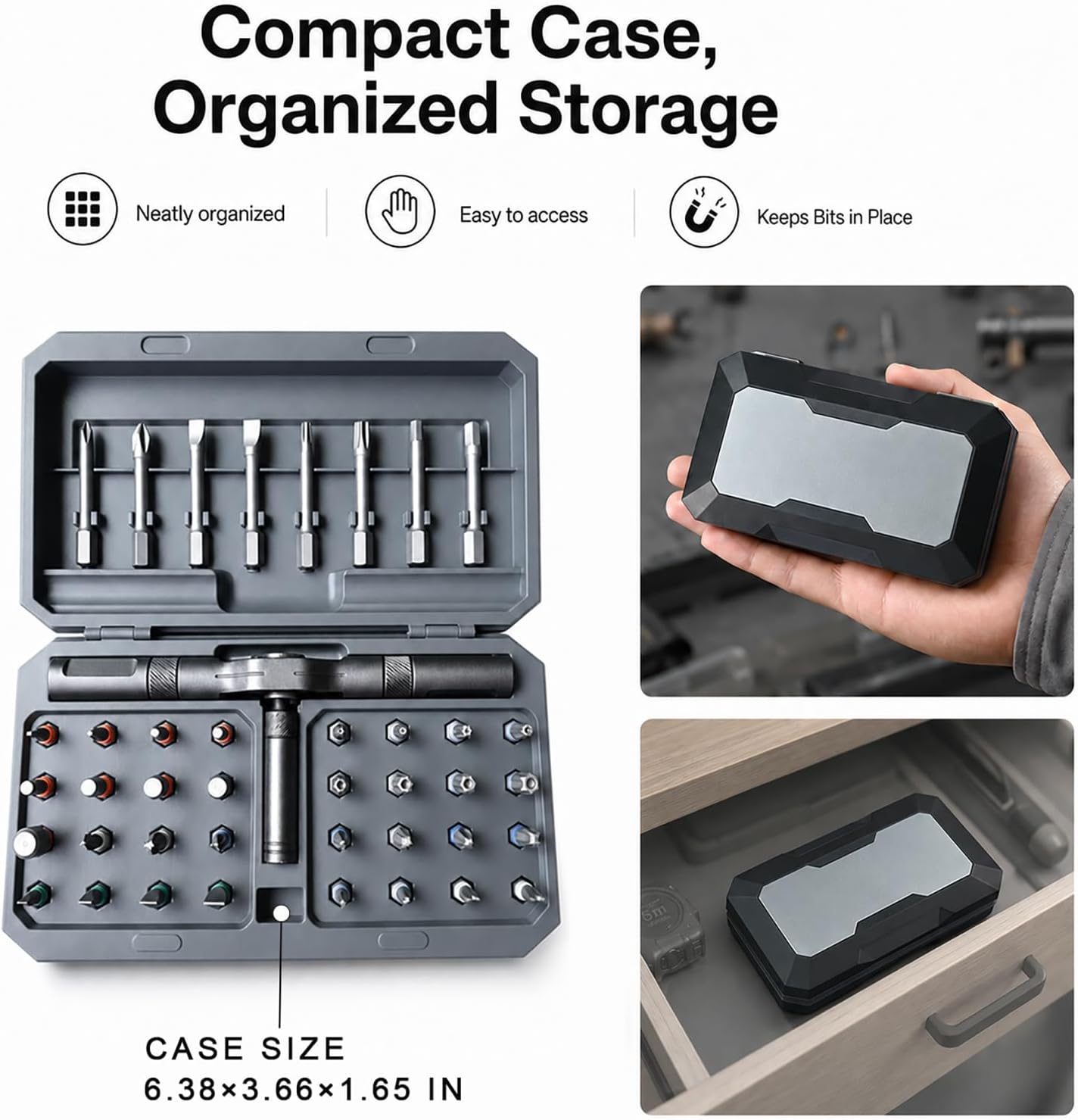 42 in 1 Magnetic Ratcheting Screwdriver Set with T-Handle, Multi-Bit Repair Tool Kit with Compact Case for Electronics, Appliances, Computer, Doorbell, Laptop, Furniture & Home Repair