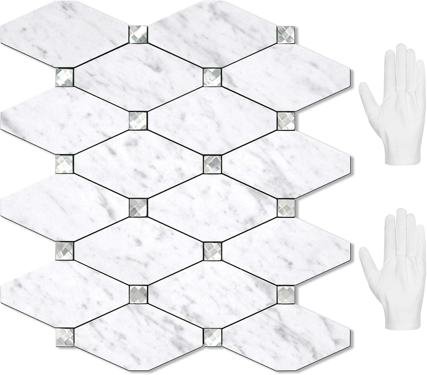 STICKGOO 10 Sheets Peel and Stick Backsplash, Polished Dolomite PVC Mixed Metal Gold Kitchen Backsplash, Stick on Backsplash Wall Tiles for Kitchen, Bathroom, RV