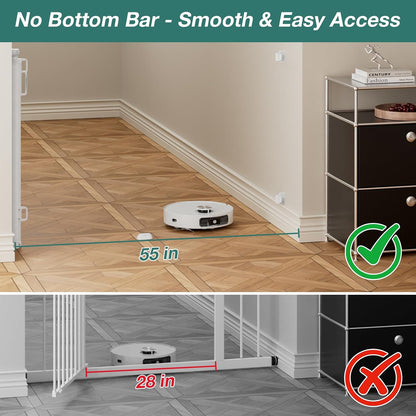 Babepai Retractable Baby Gates Extra Wide | 55" Wide x 34" Tall Dog Gates for Stairs | Indoor/Outdoor Use | Child Gates for Doorways, Deck, Porch, Hallways, Patio - Gray