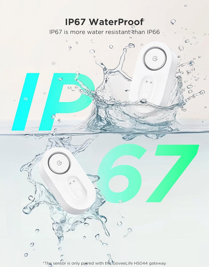 GoveeLife Water Leak Detector with 105dB Adjustable Alarm, Water Alarm with Dual Sets Sensor Probes Leaks and Floods. Suit for Home, Basement, and Kitchen(Cannot Connect to Wi-Fi Directly)
