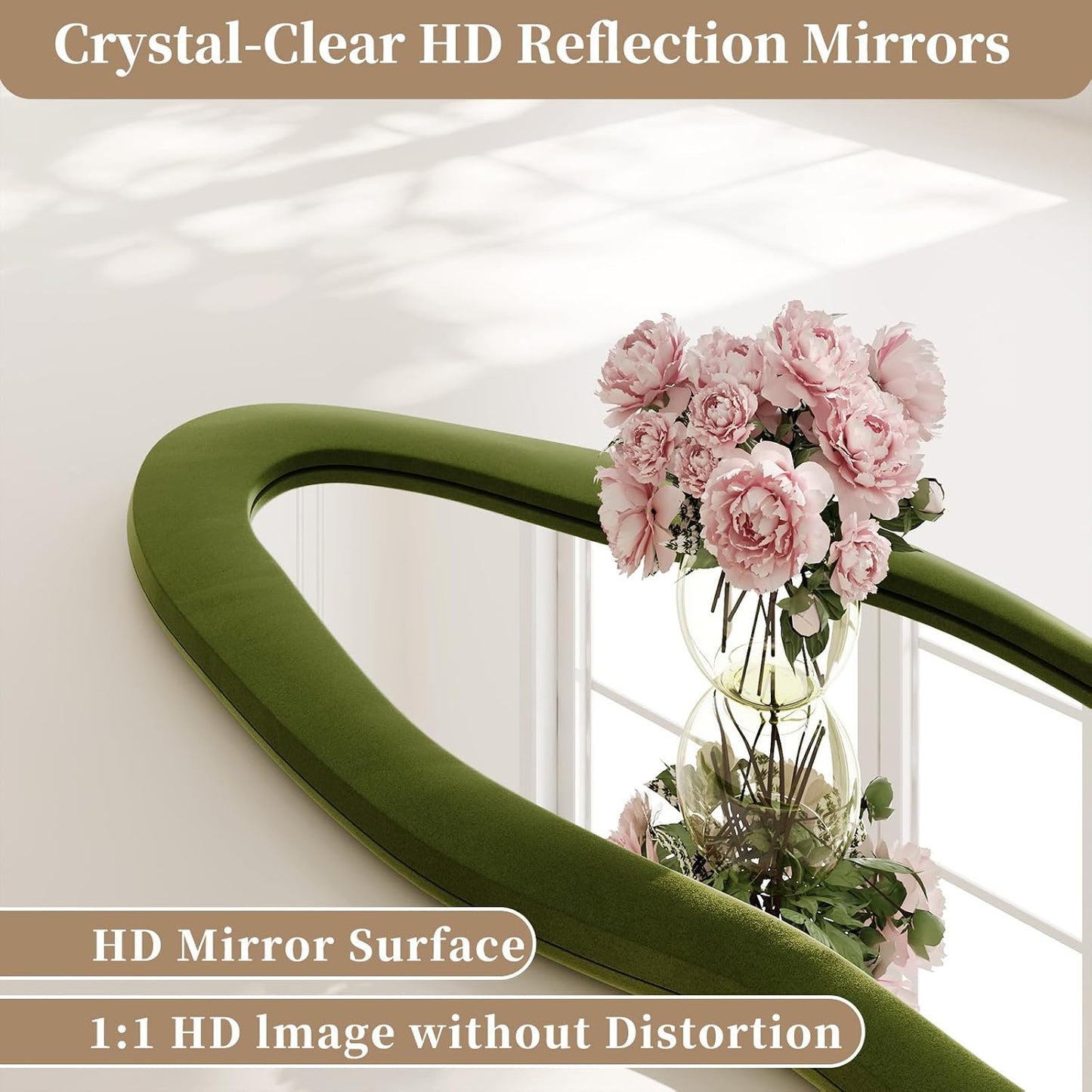 71"x32" Flannel Full Length Mirror, Arched Mirrors Full Length with Stand, Flannel Floor Mirror for Bedroom and Living Room, Full Body Mirror Hanging or Leaning, White