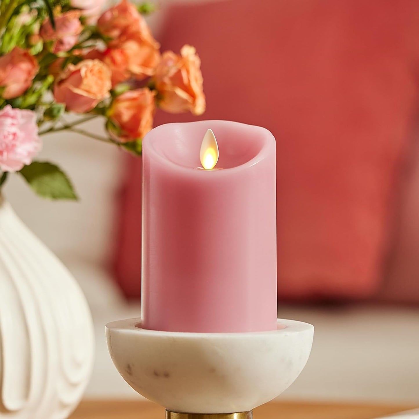 Luminara Flameless LED Battery Operated Ivory Pillar Candle, Flickering Realistic Moving Flame, 3" x 4.5" Luminous Real Wax Indoor Home Decor Pack of 1