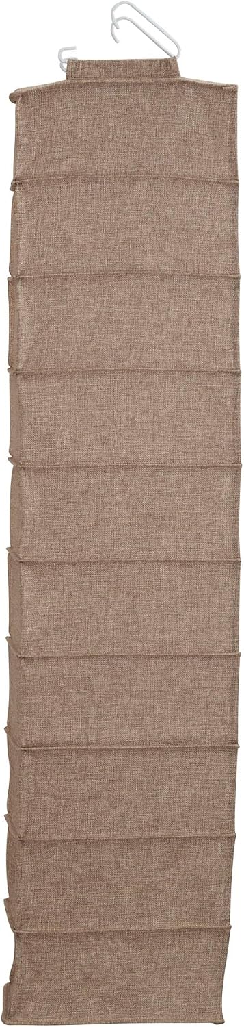Household Essentials 311322 Hanging Shoe Storage Organizer for Closets |10 Pocket Shelves | Natural Canvas