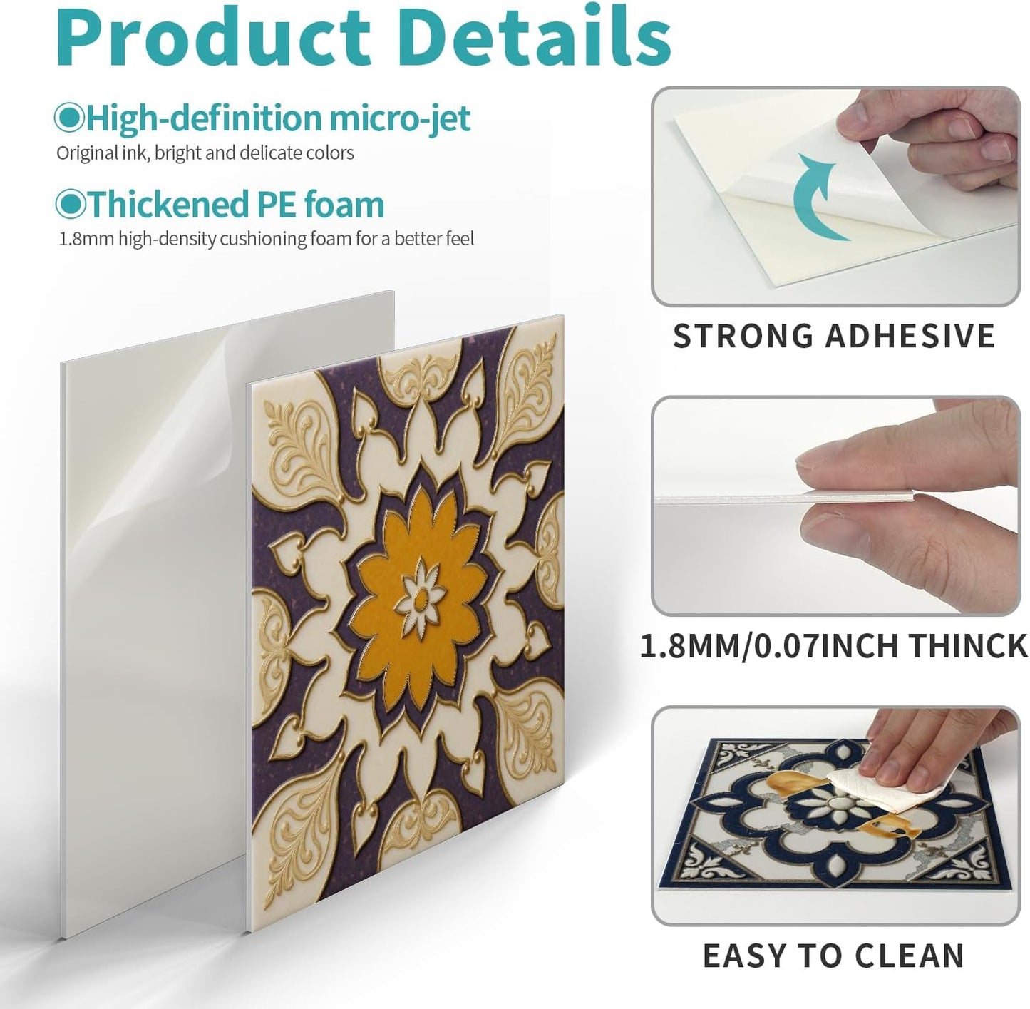 Peel and Stick Backsplash Tile Sticker for Kitchen and Bathroom Walls - 24 Removable 5.9"x5.9" Tiles, Waterproof