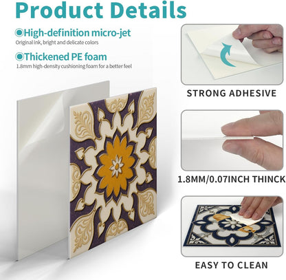 Peel and Stick Backsplash Tile Sticker for Kitchen and Bathroom Walls - 24 Removable 5.9"x5.9" Tiles, Waterproof
