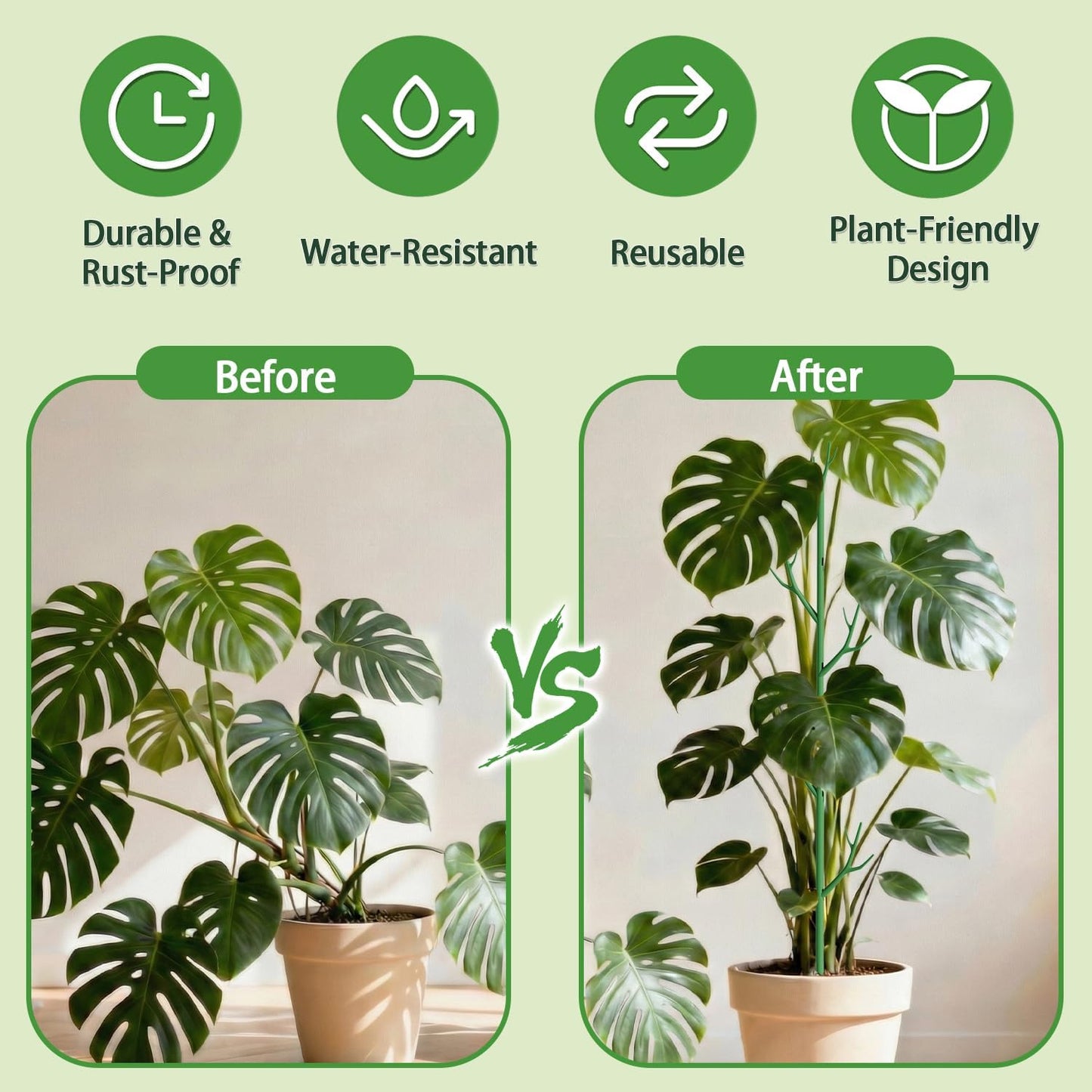 Telescoping Monstera Plant Support Stakes,17.3IN to 43.3IN Detachable Branch Plant Sticks Support Tall for Indoor Outdoor Climbing Plants,Adjustable Length Plant Accessories for Potted Plant-2 Pack