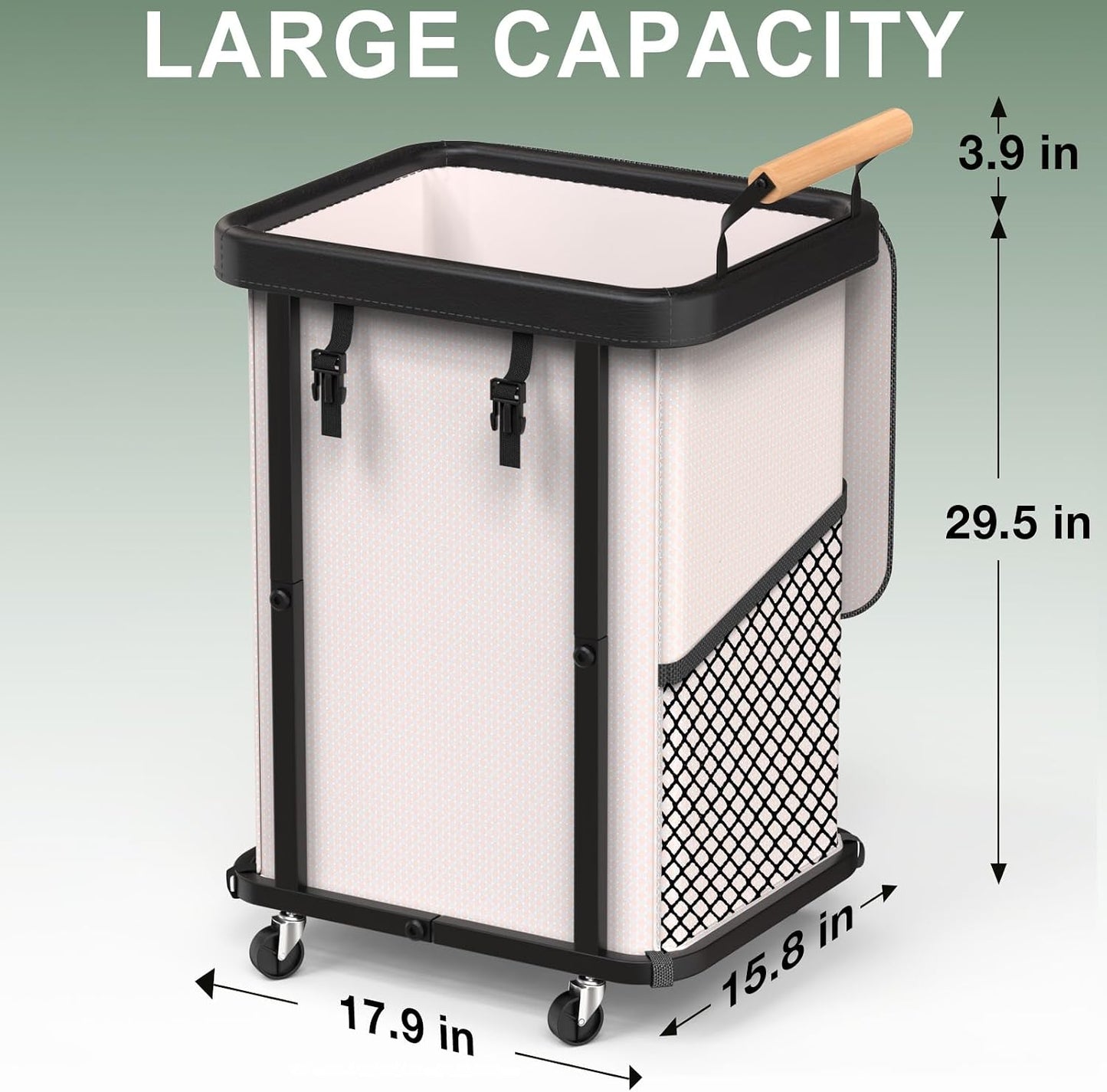 230L (60 Gal) Extra Large Fashion Laundry Sorter 3 Section with Lid, Rolling Laundry Basket Hamper with Handle, Laundry Organizer Storage Cart with Sturdy Metal Frame for Laundry Room, Hotel, White