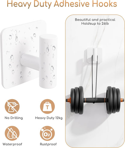 Aikzik 4 Pack Large Heavy Duty Wall Hooks - 26lb Max, Stainless Steel Adhesive Towel Hook, Shower Hooks for Hanging Towel, Coat, Robe, Wall Hook for Use in Bathroom, Kitchen and Door, Matte Black