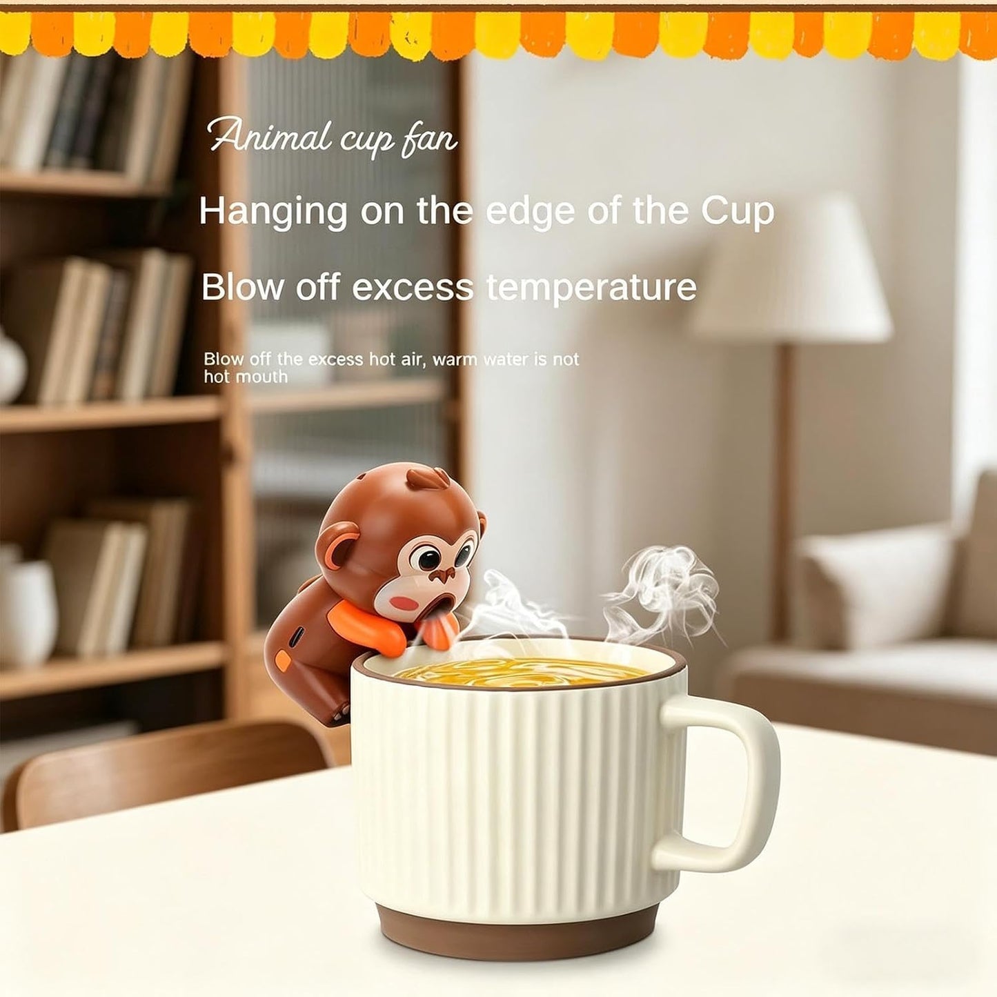 Small Fan for Cooling Food | Portable 3 Speeds USB Rechargeable Cute Animal - Clip On Food Cooling Personal Fan - for Kids Soup Stew Coffee Tea Baked Goods Kitchen Office Dorm Room