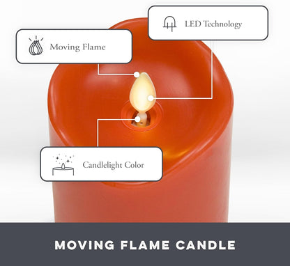 Matchless Candle Co. by Luminara Set of 3 Flameless LED Flickering Moving Flame Pillars (3" x 4.5", 5.5", 6.5"), Melted Unscented Real Wax Edge w/Smooth Finish, AA Battery Operated, Pearl Ivory