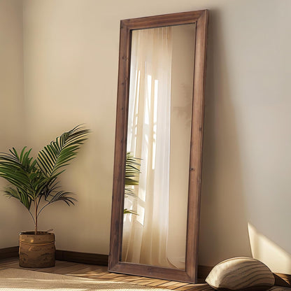 MELOMOIR Rustic Farmhouse Full Length Mirror, 64"x21" Wood Frame Floor Mirror, Free Standing Leaning Hanging Mirror, Long Mirror for Bedroom Living Room Cloakroom