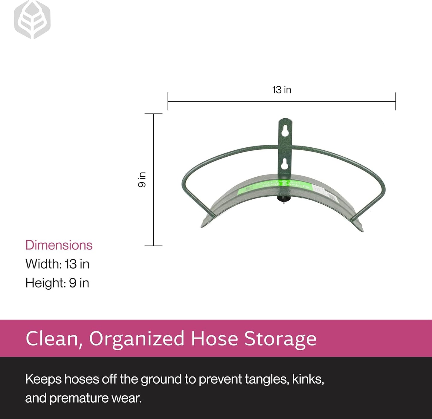 Yard Butler Heavy Duty Wall-Mounted Hose Hanger - Garden Hose Holder for Convenient Organization - Holds up to 125 Feet - Powder Coated Steel - Heavy Duty Bracing - Classic Design, Green