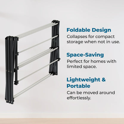Honey-Can-Do 6-Tier Collapsible Steel Clothes Drying Rack, 24 ft, White | 6-tier steel rack with 24 ft of drying space folds flat to 3 in. Coated bars are gentle on delicates; 50 lb capacity.