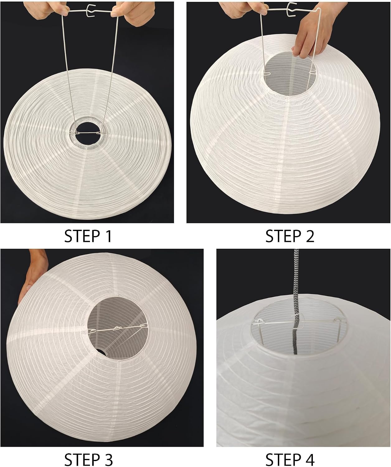 Hytsoeee(21.65Inch) Large Round Paper Lantern Lamp shade,White Rice Paper Lamp Shade,Chinese Foldable Paper Lantern Lampshade for Home Indoor Living room,Bedroom,Ceiling Decor