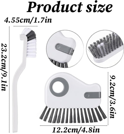 2Pcs 2 in 1 Groove Cleaning Brush Window Track Cleaning Tool Kitchen Scrub Brush Right Angle Scrub Brushes Multifunction Crevice Brushes with Hidden Scraper for Sliding Door Track Small Space Sink