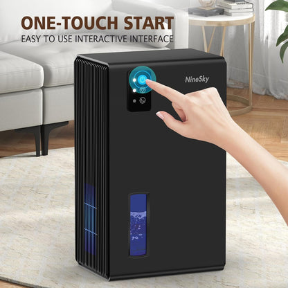 NineSky Dehumidifier, 1000 sq.ft Dehumidifiers for Home with 95oz Large Water Tank,Quiet Dehumidifier with 7-Color Ambient Light & Auto Shut Off, Dehumidifier for Basement, Bedroom, Bathroom (Grey)