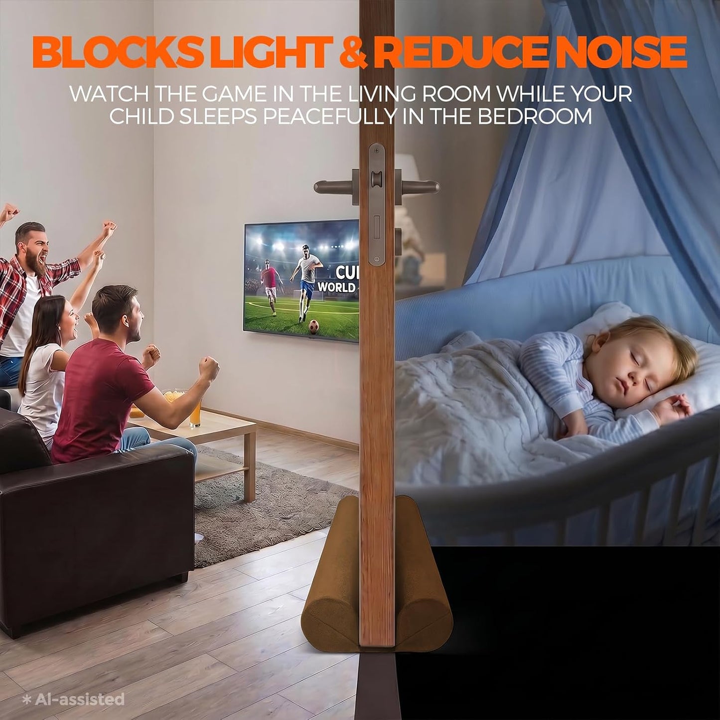 Holikme Door Draft Stopper Door Sweep Weather Stripping Noise Blocker Window Breeze Blocker Adjustable Draft Door Closers, Grey