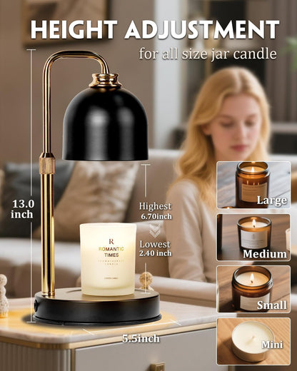 Candle Warmer Lamp Wood with Timer, Dimmable Electric Candle Lamp Warmer for Jar Candles, 2*35 Watt Bulb, Mothers Day Birthday Gifts for Women Men, Decorative Wooden Candle Lamp for Bedroom Home Decor